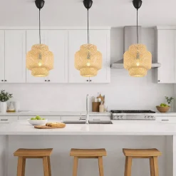 Suspension artisanale en osier naturel D28 cm