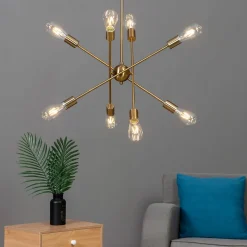 Suspension au fini laiton quatre tiges métalliques - Sagitta