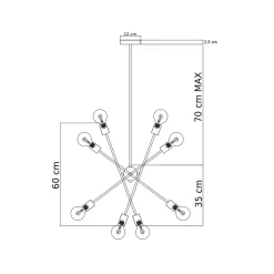 Suspension au fini laiton quatre tiges métalliques - Sagitta