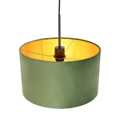 Suspension avec abat-jour en velours vert avec or 35 cm - Combi