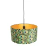 Suspension avec abat-jour en velours paon avec or 50 cm - Combi