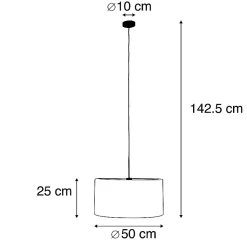 Suspension avec abat-jour en velours paon avec or 50 cm - Combi
