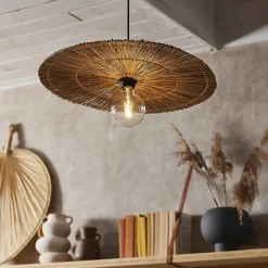 Suspension Bengale E27 60W IP20 ⌀50xH.101cm raphia coloris naturel Corep