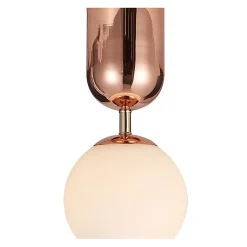 Suspension boule en verre opaque et métal cuivré - GLOBE