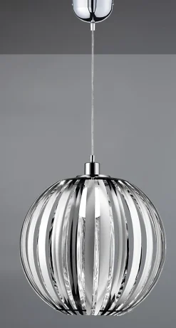 Suspension boule 1xE27 chrome, diamètre 40cm, H150cm - Trio - Zucca