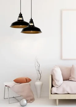 Suspension BRASSY-BIS en métal avec 1xE27 - Noir - Lucide