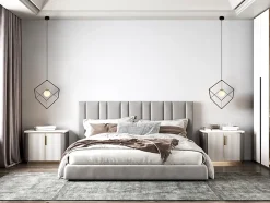 Suspension CADRE rétro métal et verre noir et blanc douille G9 30cm de côté pour le salon et le bureau