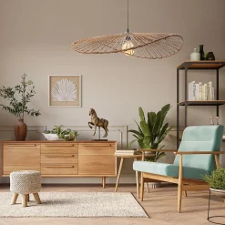 Suspension capeline en jacinthe d'eau Alana coloris beige E27 ⌀78 X H.74 cm Lussiol