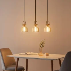 Suspension cloche verre ambré - Vela