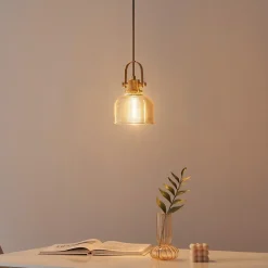 Suspension cloche verre ambré - Vela