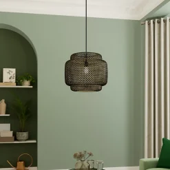 Suspension Clure bambou noir E27 42W IP20 Ø45cm GoodHome