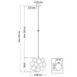 Suspension contemporaine à 17 verres blancs - Bartali
