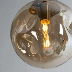 Suspension contemporaine à fossettes en verre ambré - Nourot