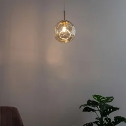 Suspension contemporaine à fossettes en verre ambré - Nourot