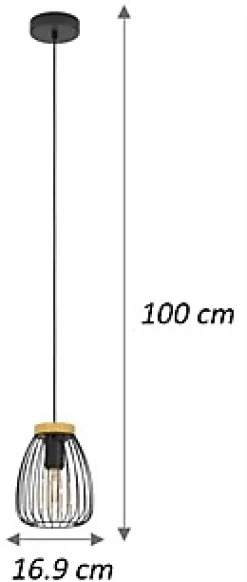 Suspension Cornago E27 IP20 40W Ø17xH.19,7cm noir Eglo