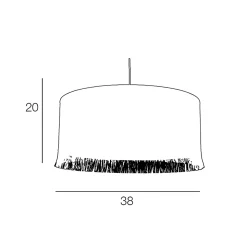 Suspension cylindre E27/100W H20cm Ø38 cm Ibiza raphia Corep