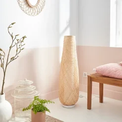Suspension cylindre E27/100W H20cm Ø38 cm Ibiza raphia Corep