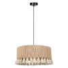 Suspension cylindrique métal coton Charlotte noire beige