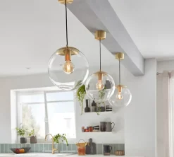 Suspension Dacite GoodHome laiton et transparent E27 IP20