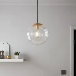 Suspension Dacite GoodHome laiton et transparent E27 IP20