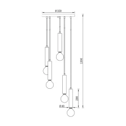 Suspension décorative 5xE27 23W IP20 - Métal doré