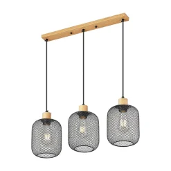 Suspension décorative 3xE27 23W IP20 - Noir et bois