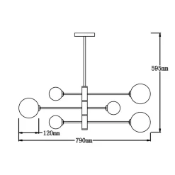 Suspension de plafond Light Prestige Dorado noire 6 x G9 1 pc.