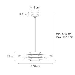Suspension design blanche avec LED à intensité variable 3 niveaux - Pauline
