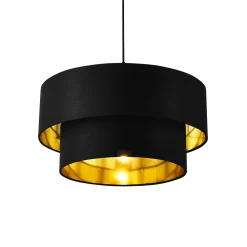 Suspension Design Douille E27 60w En Métal Et Textile Diamètre 40 Cm Noir Doré lux.pro