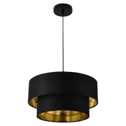 Suspension Design Douille E27 60w En Métal Et Textile Diamètre 40 Cm Noir Doré lux.pro