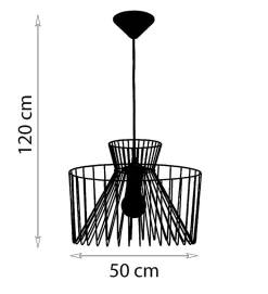 Suspension design Glascow XL 120cm réglable métal noir compatible LED