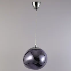 Suspension design moderne avec abat-jour en verre métallisé violet irrégulier, douille E27 Melti D280mm
