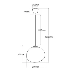 Suspension Design Moderne en Rose avec Abat-jour en Verre Métallisé Irrégulier Douille E27 Melti D360mm