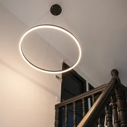 Suspension design noire 80 cm avec LED à 3 niveaux de luminosité - Anello