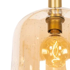 Suspension design noire avec laiton et verre ambré - Zuzanna