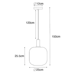 Suspension design noire avec laiton et verre ambré - Zuzanna