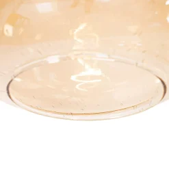 Suspension design noire avec laiton et verre ambré 3 lumières - Zuzanna