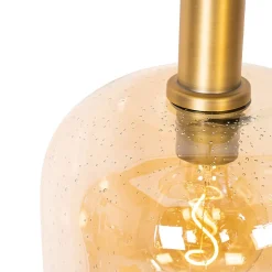 Suspension design noire avec laiton et verre ambré 3 lumières - Zuzanna