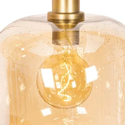 Suspension design noire avec laiton et verre ambré 3 lumières - Zuzanna