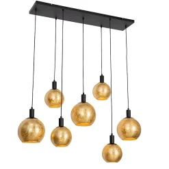 Suspension design noire avec verre doré 7 lumières - Bert