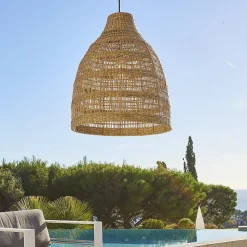 Suspension d'extérieur FREYA LONG Bois Herbe marine D49 cm