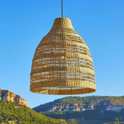 Suspension d'extérieur FREYA LONG Bois Herbe marine D49 cm