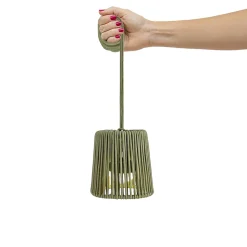 Suspension d'extérieur LED intégrée rechargeable Conta mini vert Ø15cm IP54 E27 900lm 3W Newgarden