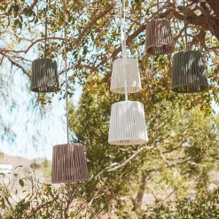 Suspension d'extérieur LED intégrée rechargeable Conta mini blanc Ø15cm IP54 E27 900lm 3W Newgarden