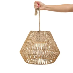 Suspension d'extérieur LED intégrée rechargeable Sisine effet rotin Ø40cm IP54 9W Newgarden