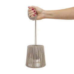 Suspension d'extérieur LED intégrée rechargeable Conta mini beige taupe Ø15cm IP54 E27 900lm 3W Newgarden