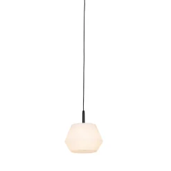 Suspension d'extérieur moderne noire avec abat-jour blanc 33 cm IP44 - Robbert