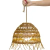 Suspension d'extérieur rechargeable aspect fibres naturelles dimmable Aura câble corde marron IP54 9W Newgarden