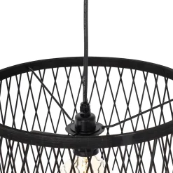 Suspension d'extérieur rustique en rotin noir 3 lumières - Calamus