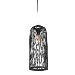 Suspension d'extérieur rustique en rotin noir 3 lumières - Calamus